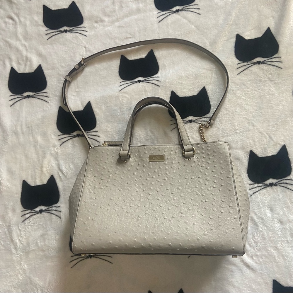 Kate Spade Loden Bristol Drive Ostrich Satchel Soft Taupe